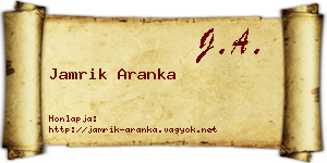 Jamrik Aranka névjegykártya